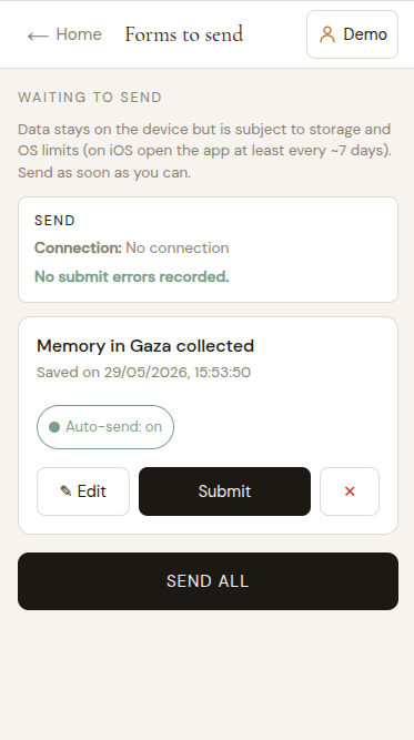 VIM app submission queue screen